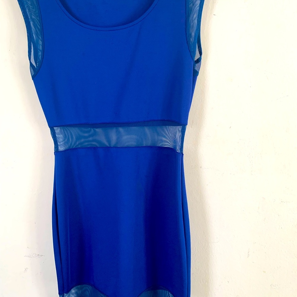 Blue satin midi dress